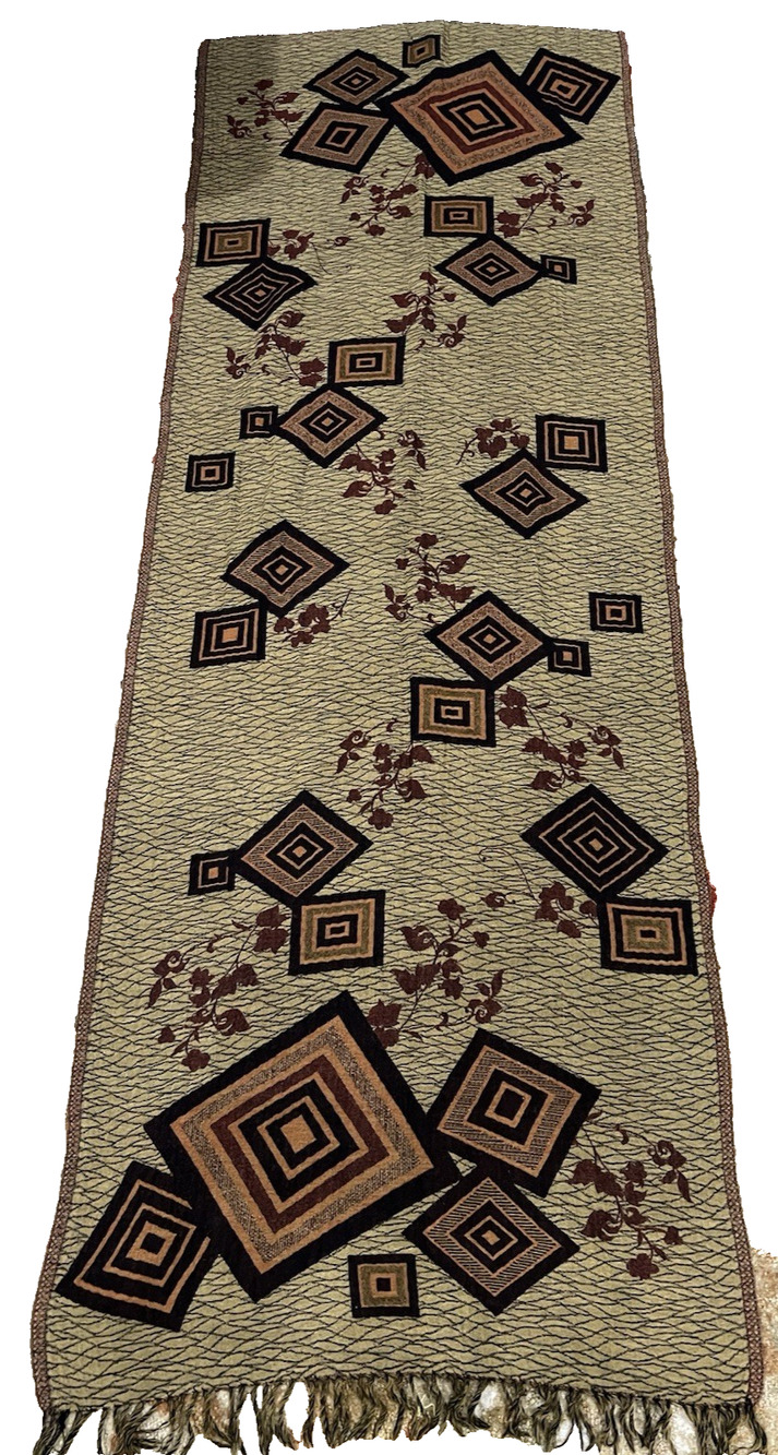 Gorgeous Vtg Hand Woven Kuba African Textured Congo Traditional Like Scarf Wrap